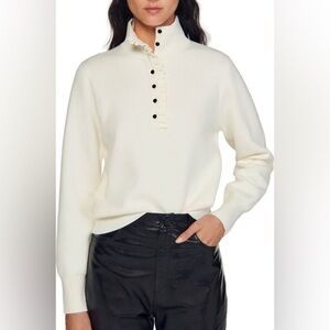 Sandro Clo Clo Ruffle Neck White Sweater, size 1